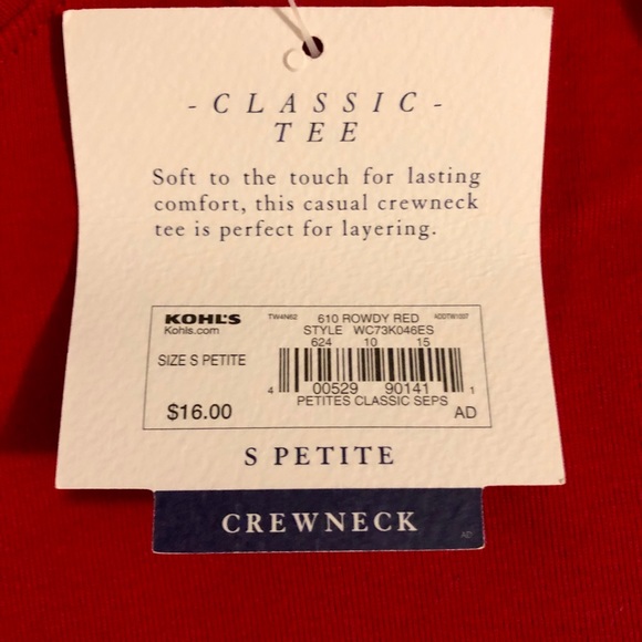 Croft&Barrow Red Classic T Long Sleeve Size PS - Picture 6 of 8